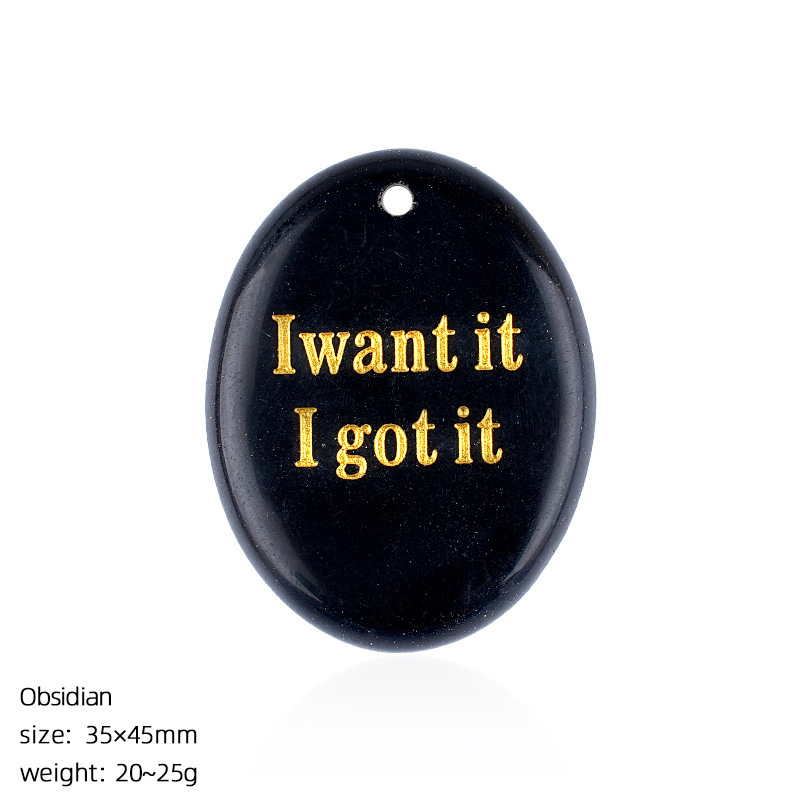 Obsidian palm stone pendant