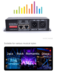 Decodificador de música DMX512 mejorado, decodificador de tira LED controlado, controlador RGB, decodificador de 3/4 canales, atenuador, controlador de atenuación de 12V y 24V - Product Image 3