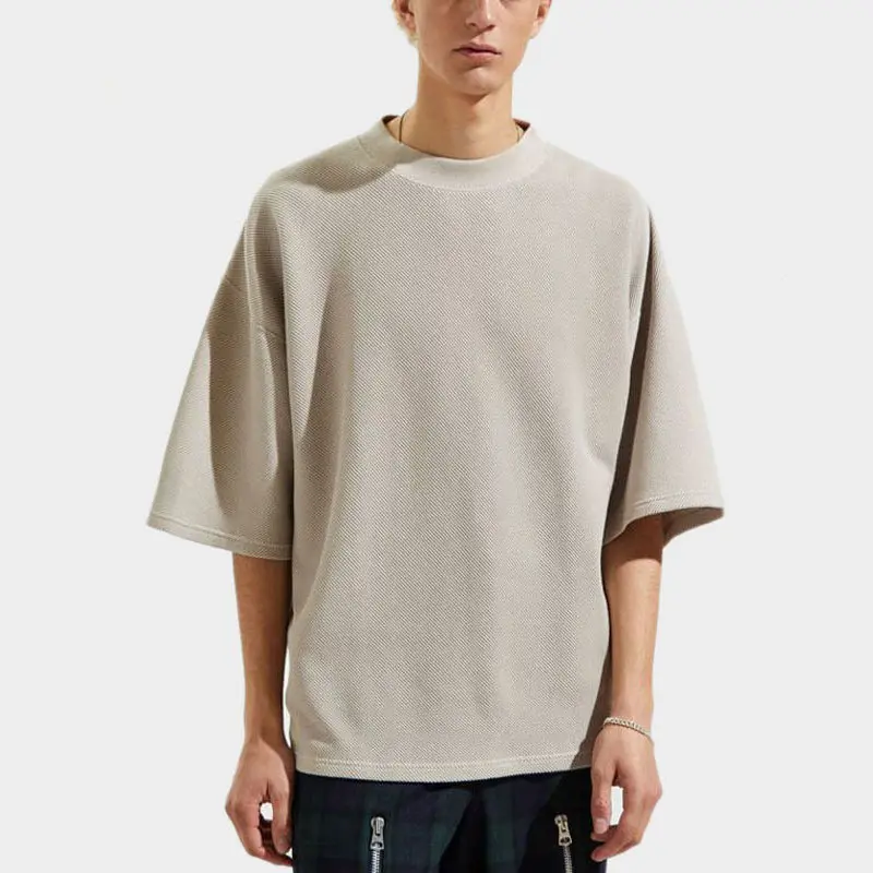 Leere Waffel gewebte Baumwolle T-Shirts Kurzarm Männer Übergroße Boxy Style T-Shirt Plain Loose Fit T-Shirt