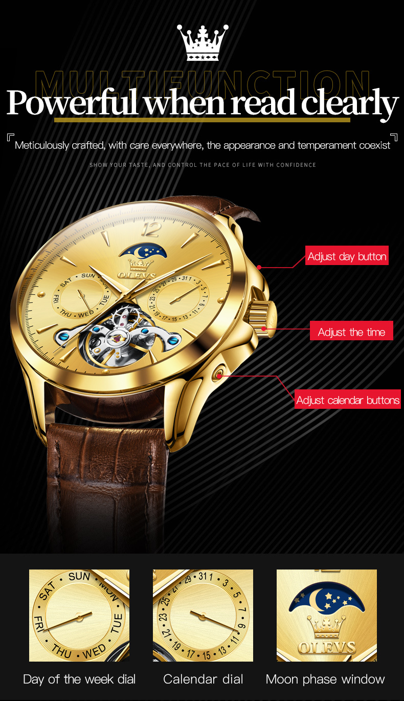 OLEVS 6663 Mechanical Men's Watch Waterproof Luminous Men's Trend Mechanical Watch description image 3