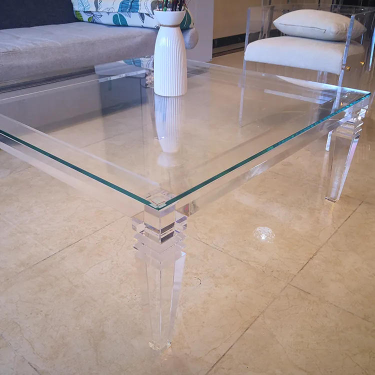 Mesa acrílica moderna para boda, transparente, para muebles del hogar, escritorio lateral, mesa de comedor de acrílico