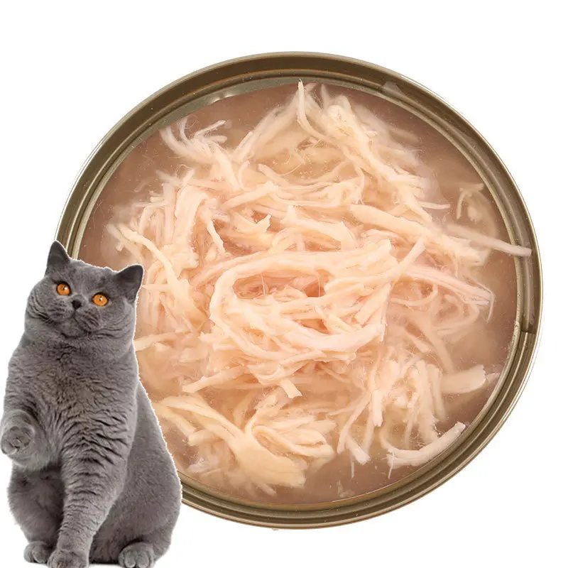 Fábrica al por mayor Sopa de alto espesor gelatina gris tipo mousse Rico en ácidos grasos no saturados DHA 170g lata de gato comida enlatada húmeda