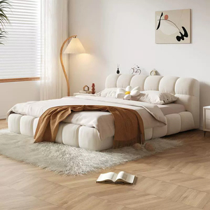 Высококачественная тканевая двуспальная кровать с современным простым дизайном, мягкий комфорт для главной спальни - Product Image 4