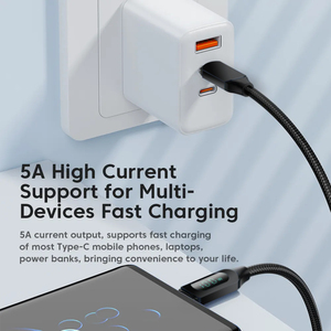 Auf Lager 3.3FT USB C Schnell ladekabel 100W 480 Mbit/s LED-Anzeige Nylon geflochtenes USB Typ C Kabel für Samsung Galaxy Datenkabel - Product Image 2