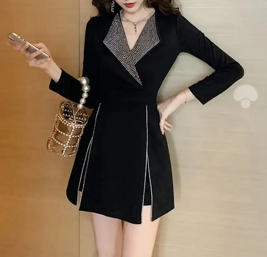 Blazer preto feminino de lapela, manga longa, slim, social, formal, sexy, plus size, roupas femininas, terno jaqueta