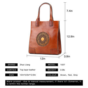 Zhuo Liang Top Grain da cổ điển Tote Vai Túi không có thương hiệu chéo cơ thể túi cho phụ nữ phụ nữ cổ điển máy tính xách tay Túi Xách Tote Túi - Product Image 4