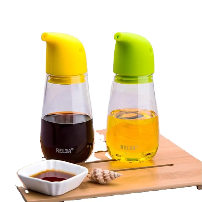 Garrafa de armazenamento de vinagre, garrafa de vidro transparente para cozinha, tempero líquido, à prova de vazamento