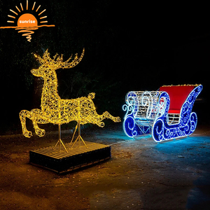 ที่กําหนดเองกลางแจ้ง IP65 LED รถเลื่อนซานตาคลอสและกวางเรนเดียร์ไฟธีมวันหยุดแสงรูปแบบสัตว์ธีมไฟภูมิทัศน์ - Product Image 6
