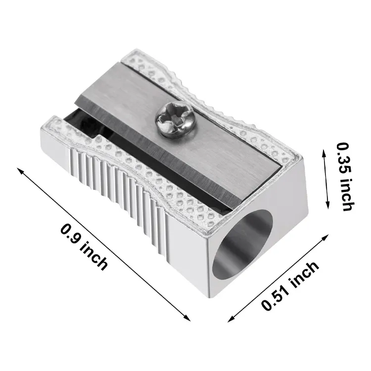 Miniafilador de lápices de aluminio y Metal, un solo orificio, estándar, venta al por mayor