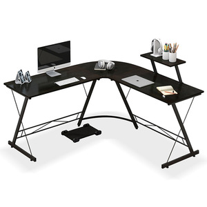 Escritorio de computadora de escritorio tipo L directo de fábrica con estantería Esquina simple Oficina Notebook Mesa de computadora para el hogar Características de almacenamiento - Product Image 4