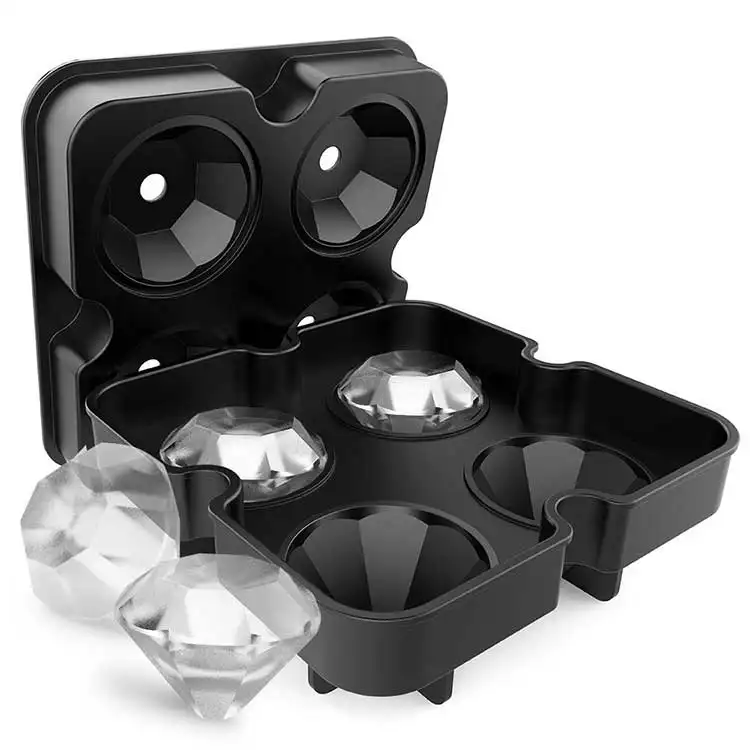 Molde de silicona para Hacer bolas de hielo de diamante, bandeja de cubitos de hielo con tapas, reutilizable, de fábrica China