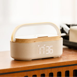 5 in 1 sveglia digitale portatile per altoparlante Bluetooth con telefono senza fili ricarica notturna luce altoparlante in legno per uso informatico - Product Image 5