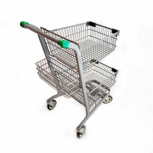 Chariot de supermarché en métal chromé de style européen, vente en gros - Product Image 4
