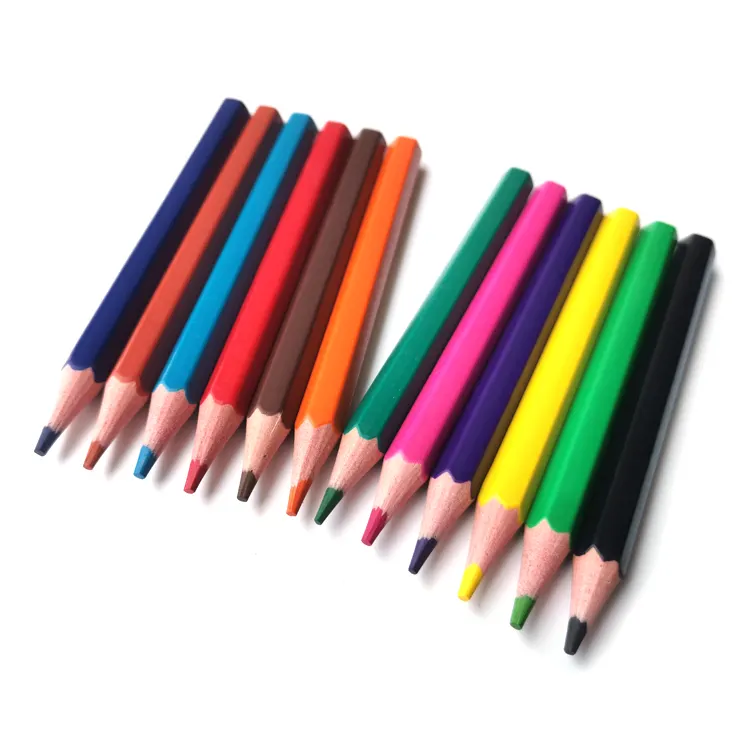 Bajo MOQ escuela niños pintura plástico nueva forma color lápiz conjunto con caja