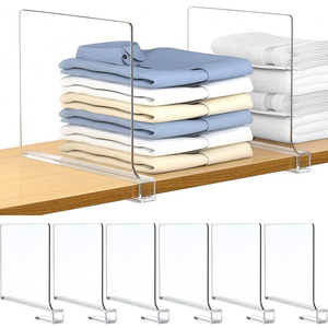 Acrylic rõ ràng Kệ nhựa chất lượng cao tùy chỉnh rõ ràng kệ sách ngăn quần áo tổ chức nhựa siêu thị kệ chia - Product Image 3