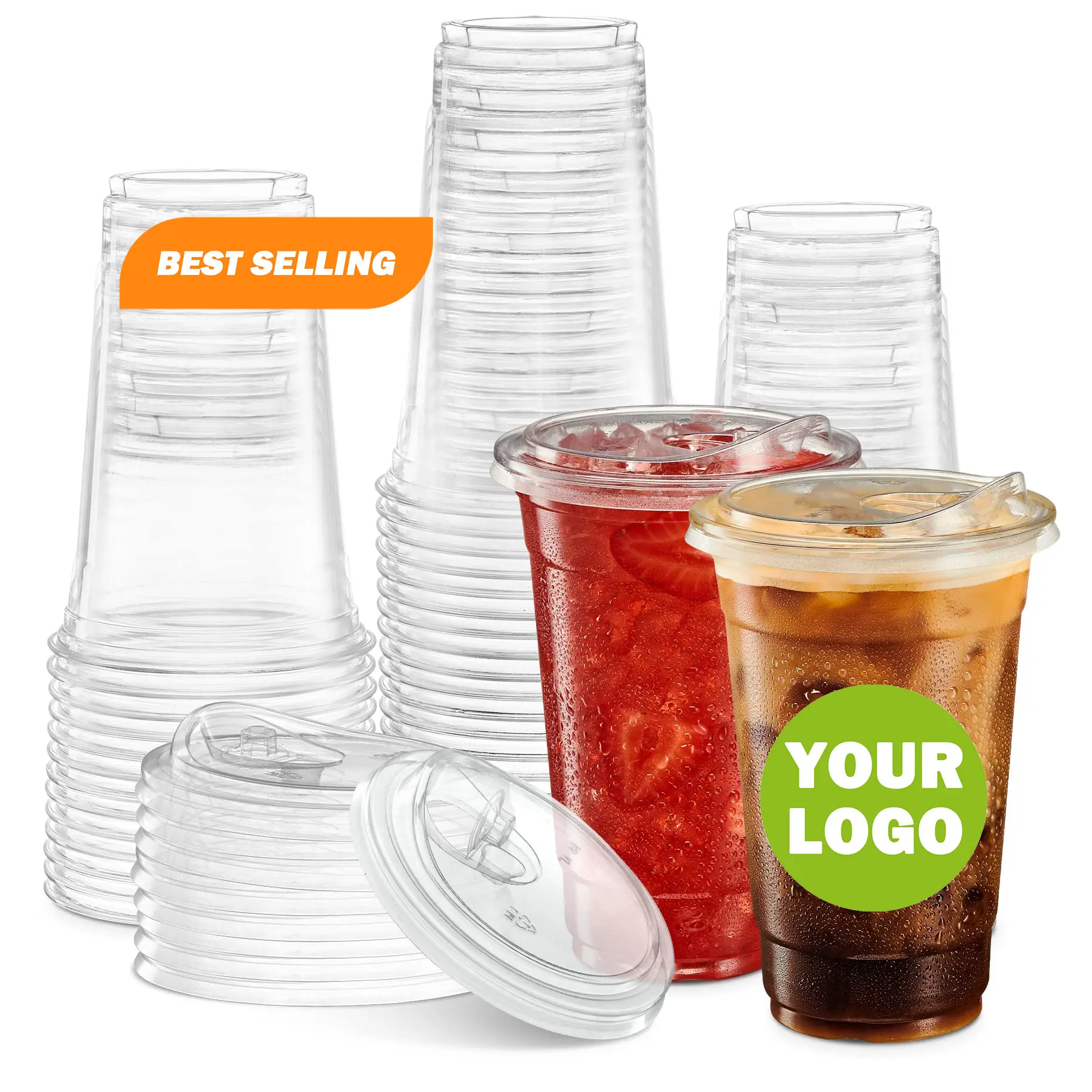Disposable Plastic Cup with Lid Transparent Eco Custom Logo Printed Clear PP PET Customized Bubble Tea Cups