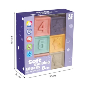 Bloques de construcción de silicona con diseño de número de Animal para bebé, juguete de aprendizaje, bloques suaves de apilamiento, con bolsa de malla, 6 uds. - Product Image 3