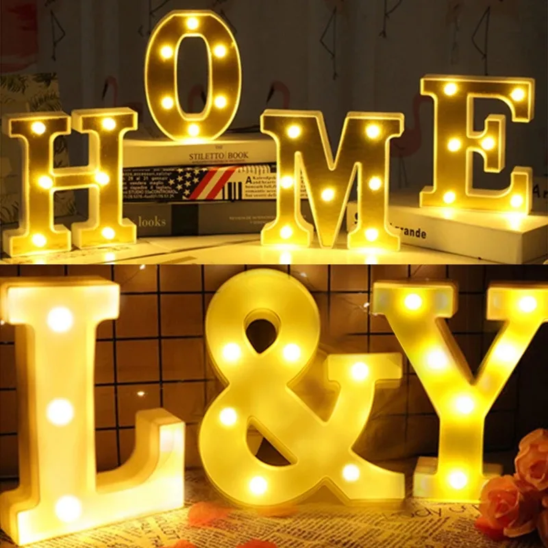LED Color Changing Alphabet Lamp Fairy Marquee Light Decorative Letter Light for Wedding Party