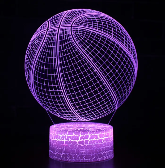 Veilleuse 3D à led personnalisée pour équipe de foot, panier de Basket-ball, lampe de Table à illusion, éclairage nocturne coloré