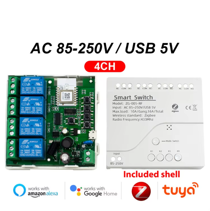 4CH AC85-250V Tuya (รุ่น Zigbee)