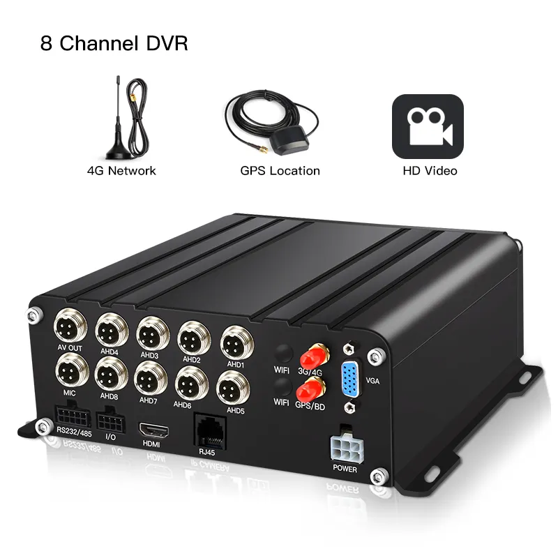 China Manufacturer 8 Channel 1080P Hard Disk 4G GPS Car DVR Vehicle Recording Truck MDVR for Vehicle Safety Driving Detection