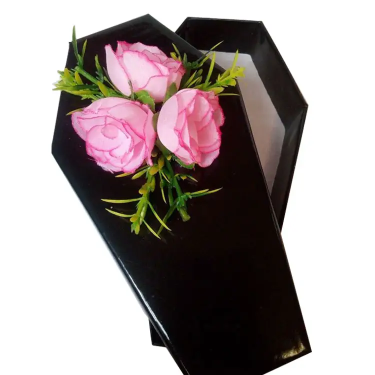 Toptan özel çevre dostu cadılar bayramı poligon özel tabut şekilli çiçek paketleme kutusu