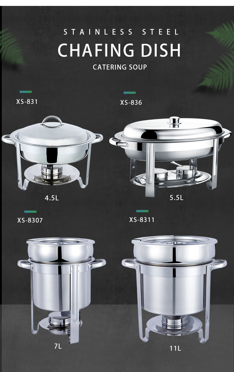 Stainless steel liquid fuel Mini round food warmer buffet equipment alcohol stove chafing dish