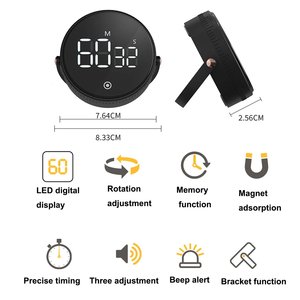 Digital <strong>LED</strong> <strong>Display</strong> Kitchen Fitness Rotary <strong>Timer</strong> Count Count 3-Level Volume Adjustment Magnetic Feature Improved Time Management - Product Image 4