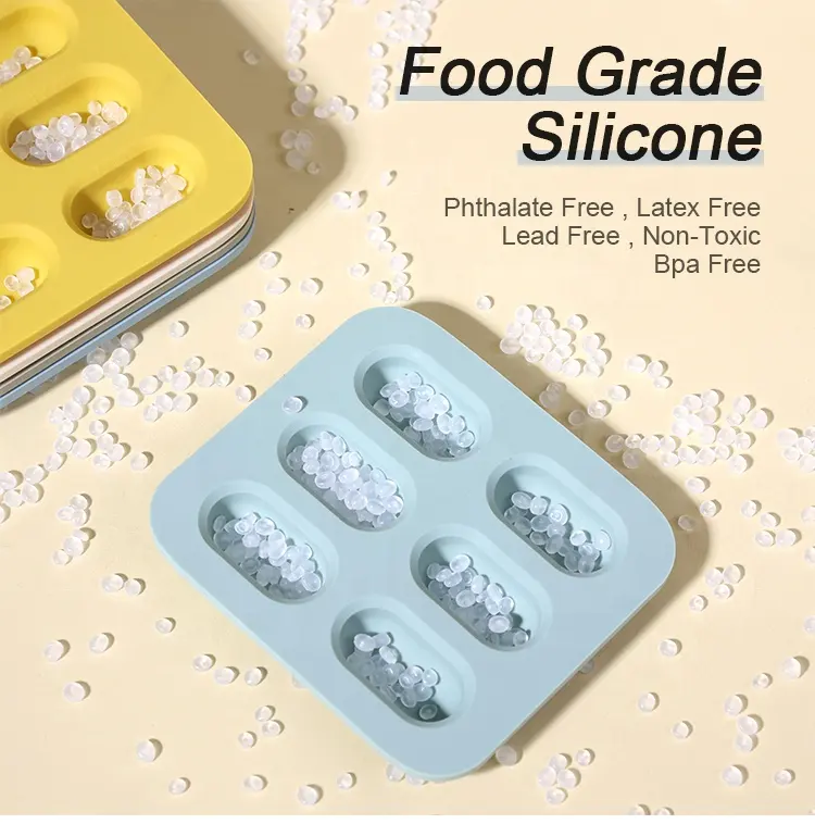 Nampan es batu silikon gratis Bpa nampan es batu silikon lepas cetakan makanan buah tumbuh gigi es beku untuk bayi