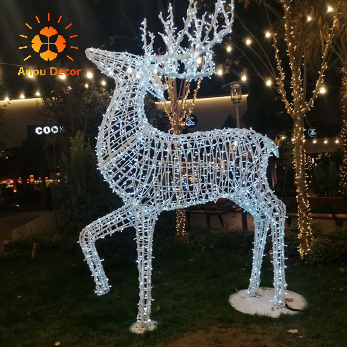 Natal acrílico rena forma luzes rua feriado inverno tema motivo luz