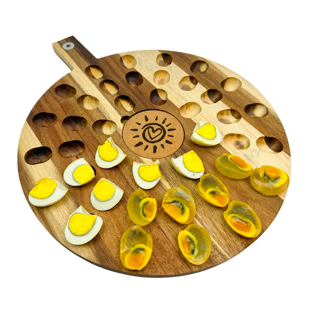 Reversible Wood Deviled Egg Platter and Charcuterie Board Egg Storage Appetizers Serving Tray Countertop Refrigerator Egg Holder