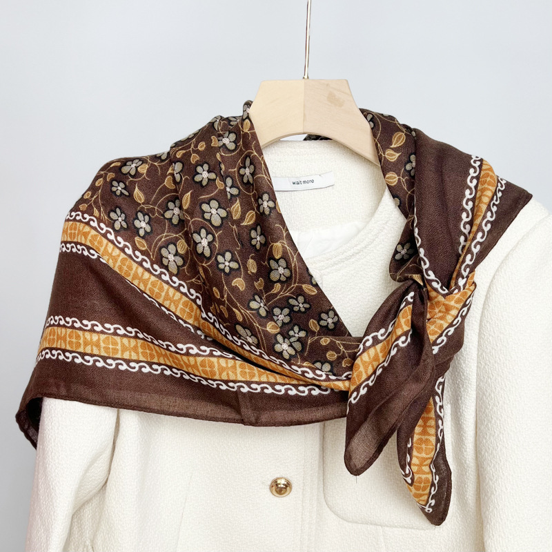 90-korean style small floral brown - 90cm