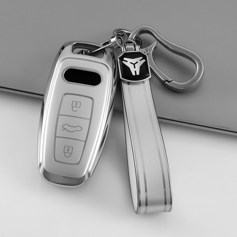 Type-C 3 button cover+TPU Keychain-Silver