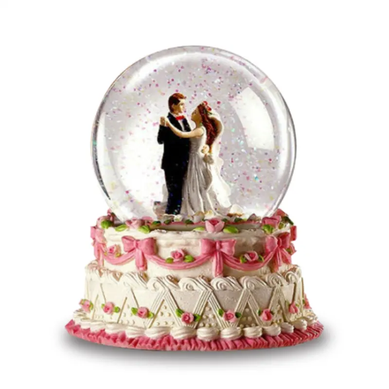Resina personalizzata 100mm 85mm 65mm 45mm romantico fiocco di neve souvenir di nozze regali bomboniere coppia danzante globo di neve