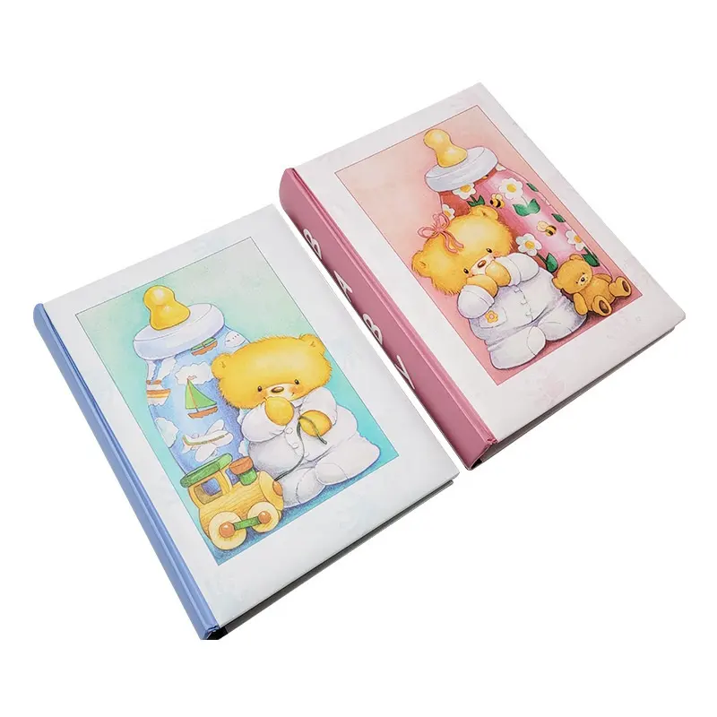 Album fotografico per bambini con orsetto piccolo in carta bianca da 50 pagine su misura in fabbrica per neonati e ragazze