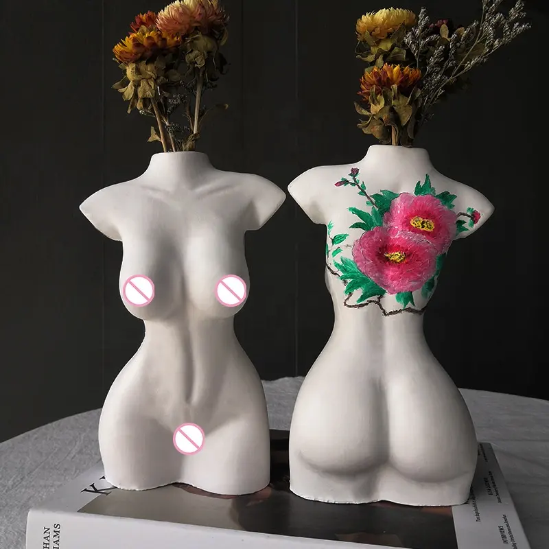 Molde creativo de gran tamaño para mujer, escultura femenina, maceta de yeso, molde de jarrón de silicona