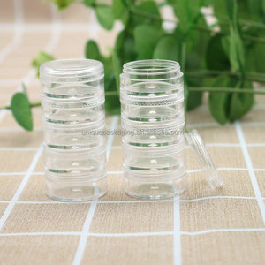 Customized High Quality <strong>Stackable</strong> Ps Glitter Powder <strong>Jar</strong> 10g 10ml <strong>5ml</strong> 5g Stack Plastic Cosmetic <strong>Jar</strong> with 5 Layers Screw Lid - Product Image 1
