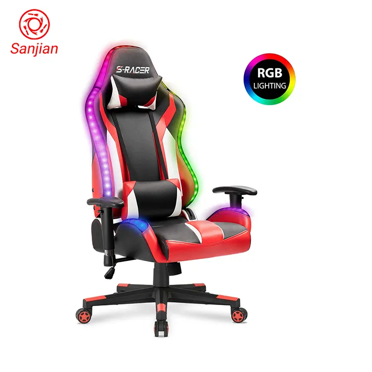 Cadeira de computador em couro para jogos, cadeira para jogos de escritório e jogos de corrida, ergonômico e confortável