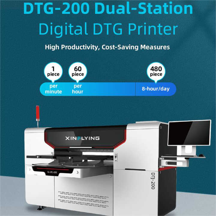 Hoge Resolutie 4 Stuks I3200 Printkoppen Dtg Stoffen Printer Dual-Station Digitale Inkjet Print Machine Met Droogmachine 95*65Cm