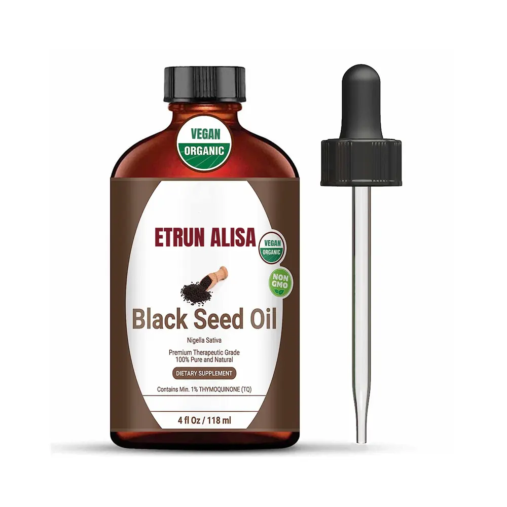 Etiqueta privada 100% aceite de semilla de comino negro orgánico natural puro para cabello y cuerpo virgen prensado en frío