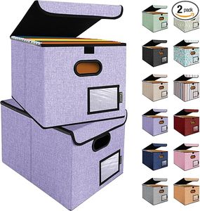可折叠文件收纳盒，带塑料幻灯片，方便存放文件夹，包括盖子 - Product Image 1