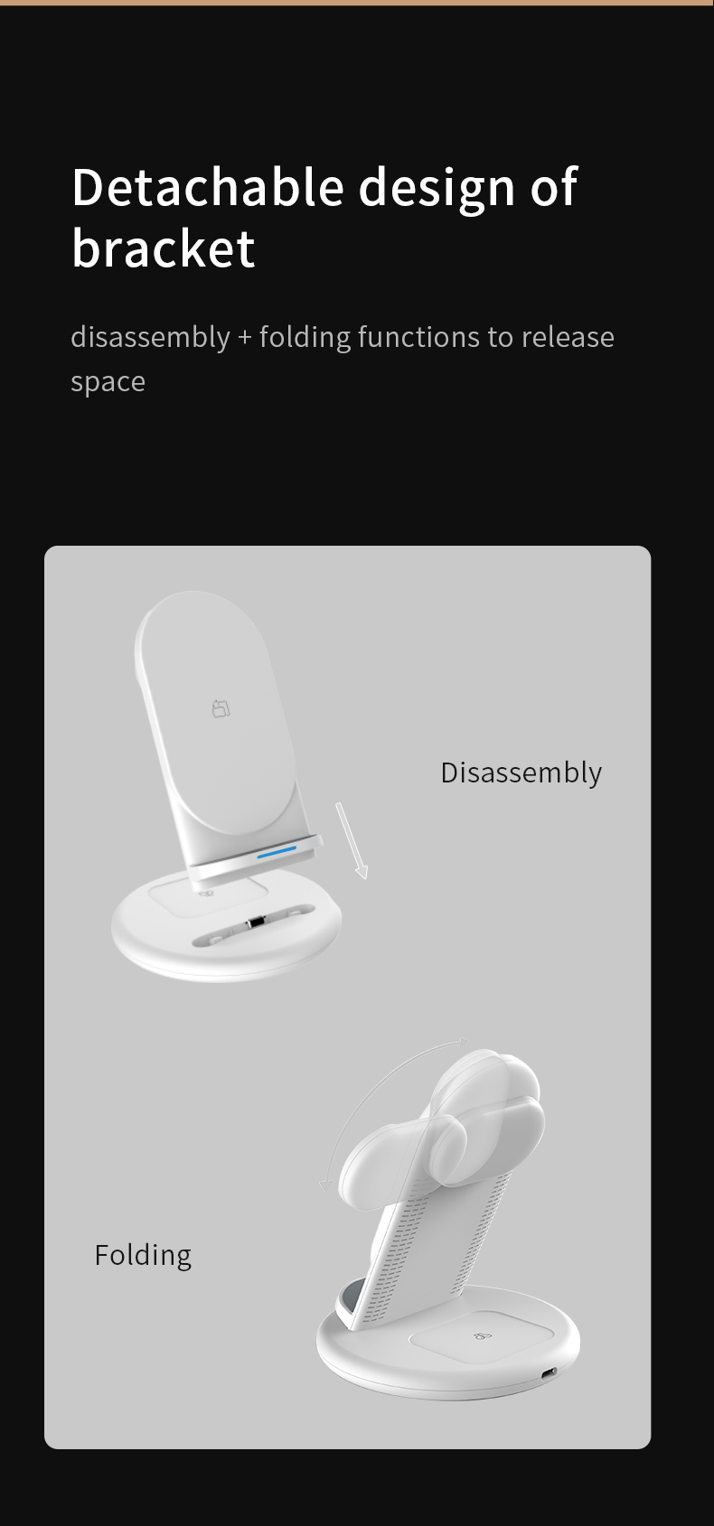 WiWU 3 in 1 wireless charger stand for mobile phone smart watch 20W fast charge desktop stand charger