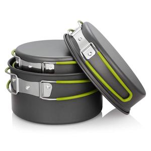 AJOTEQPT hafif çanta pişirme ekipmanları <span class=keywords><strong>Cookset</strong></span>, kompakt, dayanıklı Pot Pan çanaklar alüminyum kamp TENCERE SETİ