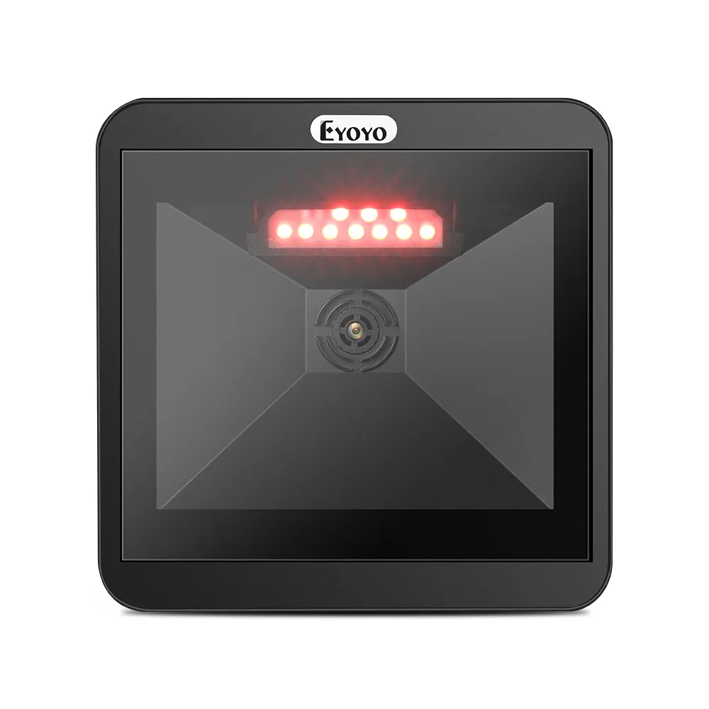 Eyoyo 2D Scanner De Codes Barres De Bureau, Omnidirectionnel Mains Libres Filaire USB Grand Lecteur de Codes Barres, 1D QR Écran à Barres de Balayage Automatique