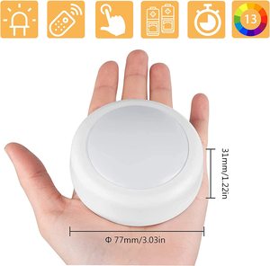 3AA pille çalışan LED itme dokunun dolap dokunmatik altında kabine raf ışığı RGB LED Puck ışıkları uzaktan - Product Image 2