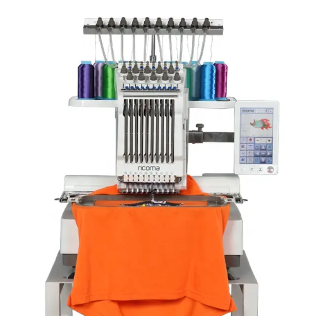RiCOMA 1ヘッド家庭用刺embroidery機コンピューター化EM-1010モデル、フラット/Tシャツ/キャップ刺embroideryに使用される10針付き