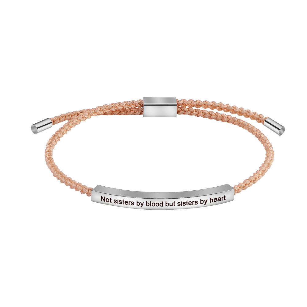 Bracelet couleur acier corde rose g3713