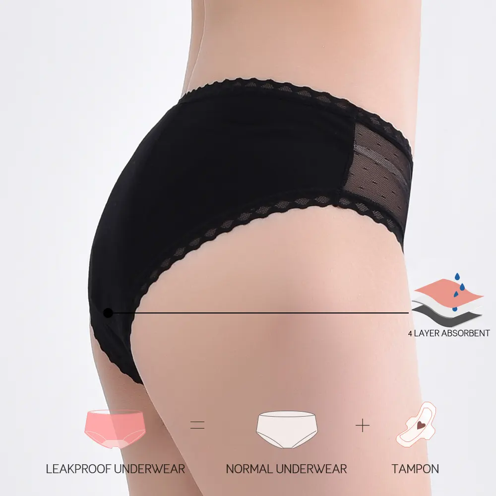 Lynmiss-ropa interior para adolescentes, lencería reutilizable de 4 capas, lencería orgánica para el período Menstrual, bragas