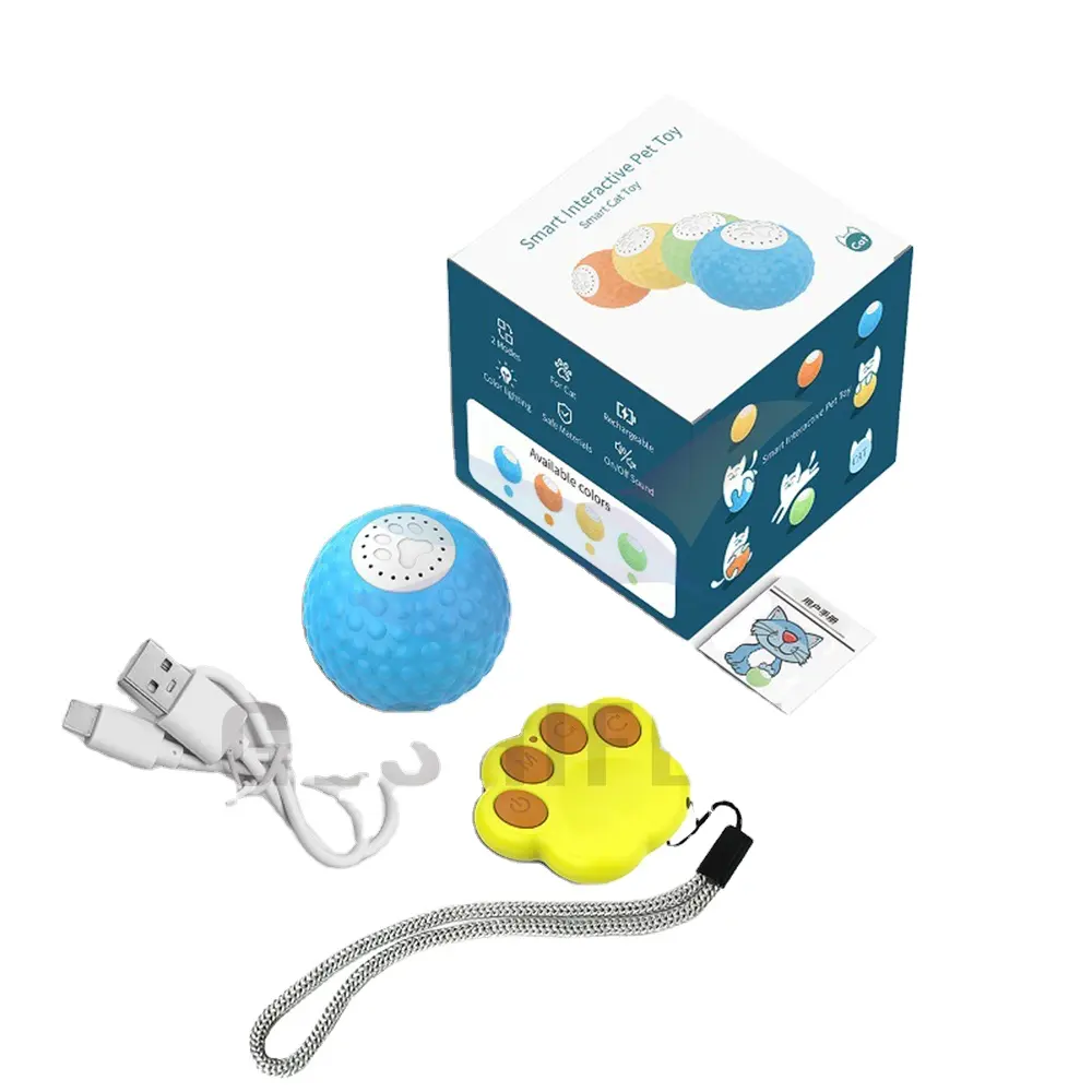 Şarj edilebilir eğlenceli interaktif köpek oyuncak top Led el feneri hareket aktif otomatik haddeleme topu köpek kedi oyuncaklar