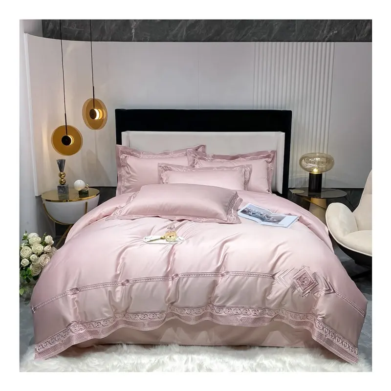 Satu Set Tempat Tidur Mewah Grosir Mewah Royal Silk Set Tempat Tidur Empat Potong